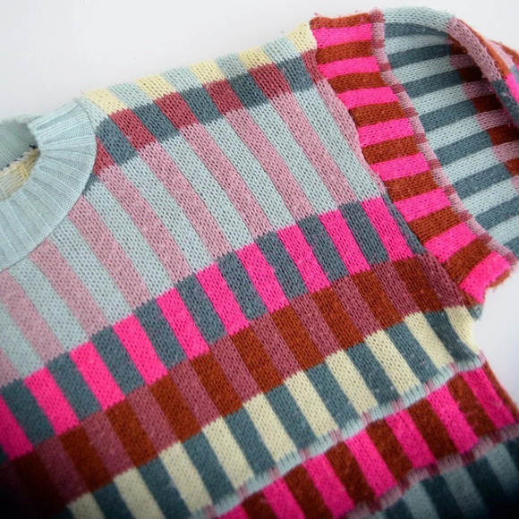 Vintage Coogi-Like Multi-Colour  Rectangular Shapes Knit Mockneck Sweater M - Picture 11 of 12